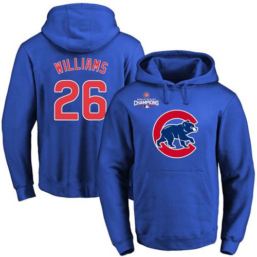 Cubs #26 Billy Williams Blue 2016 World Series Champions Primary Logo Pullover MLB Hoodie